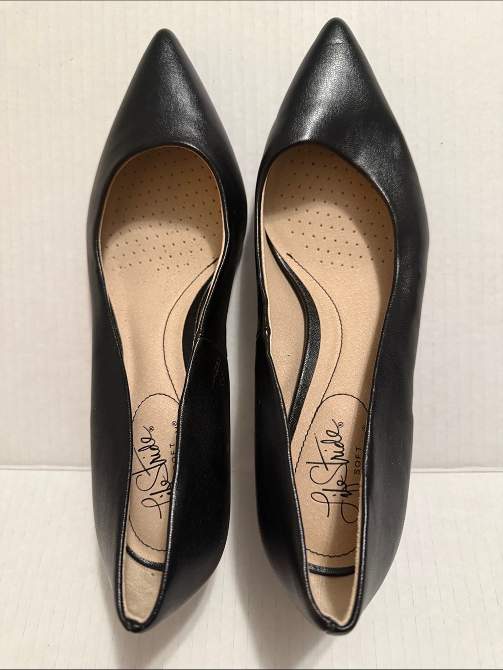 Life Stride Black Pointed-Toe Women’s Flats — Cushioned Insole